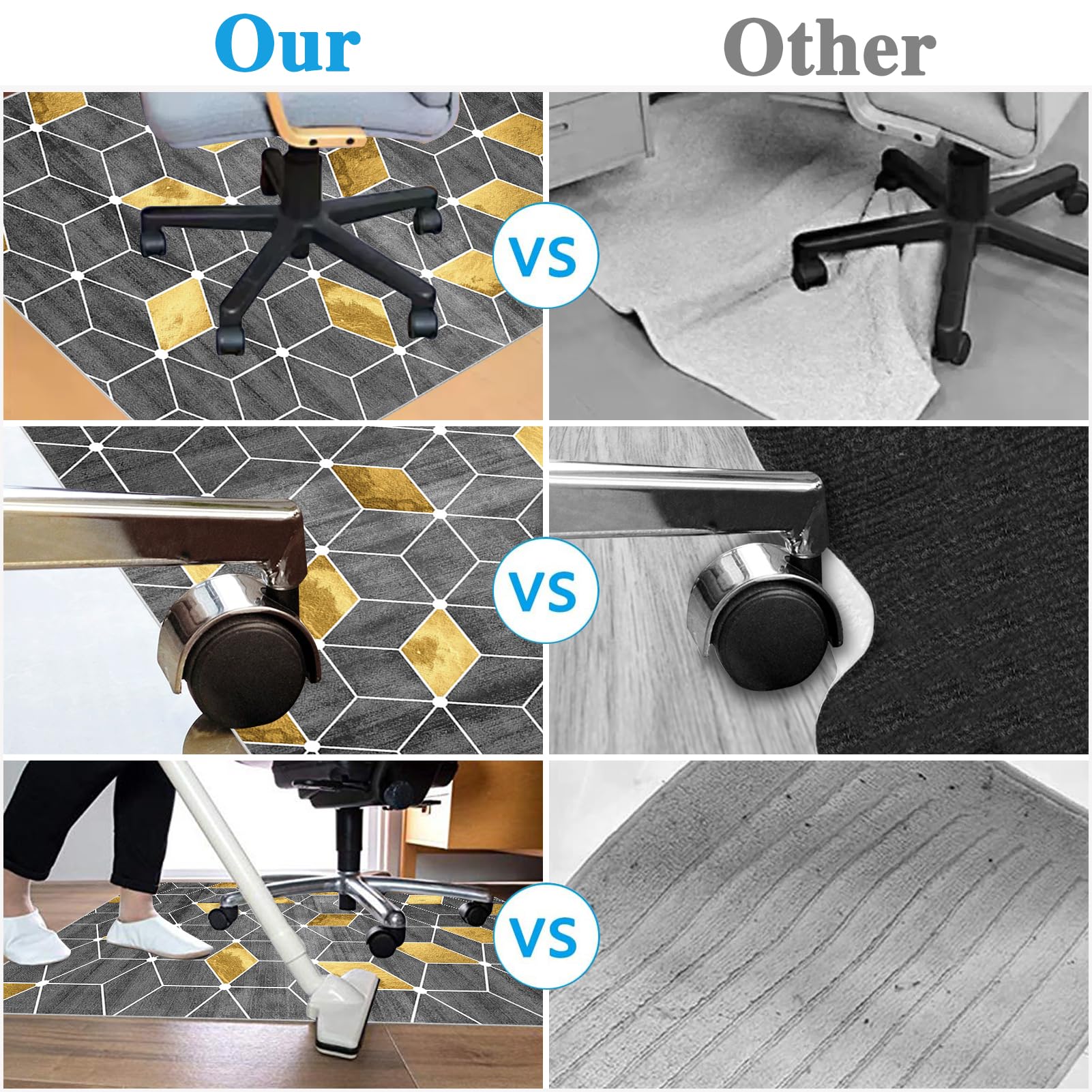 Tappetino Salvapavimento Antiscivolo, Tappeto per Sedia Ufficio per per Pavimenti in Legno Duro, Tappeto Gaming pavimento, Tappetini di Protezione per Pavimento per Parquet e Laminato 120 x 140 cm