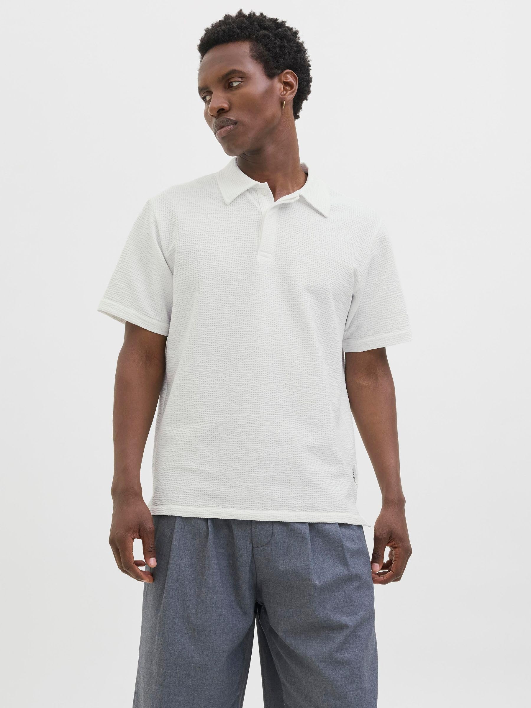 JACK & JONES Jcosago męska koszulka polo z teksturą, Cloud Dancer, XL