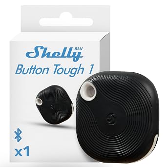 Shelly Blu Button Tough Siyah | Bluetooth kontroll  ak ll  d me | Cihazlar  k sma, a ma ve kapatma ve sahneleri etkinle tirme, ev otomasyonu | Koruma s n f  IP54 | iOS Android uygulamas