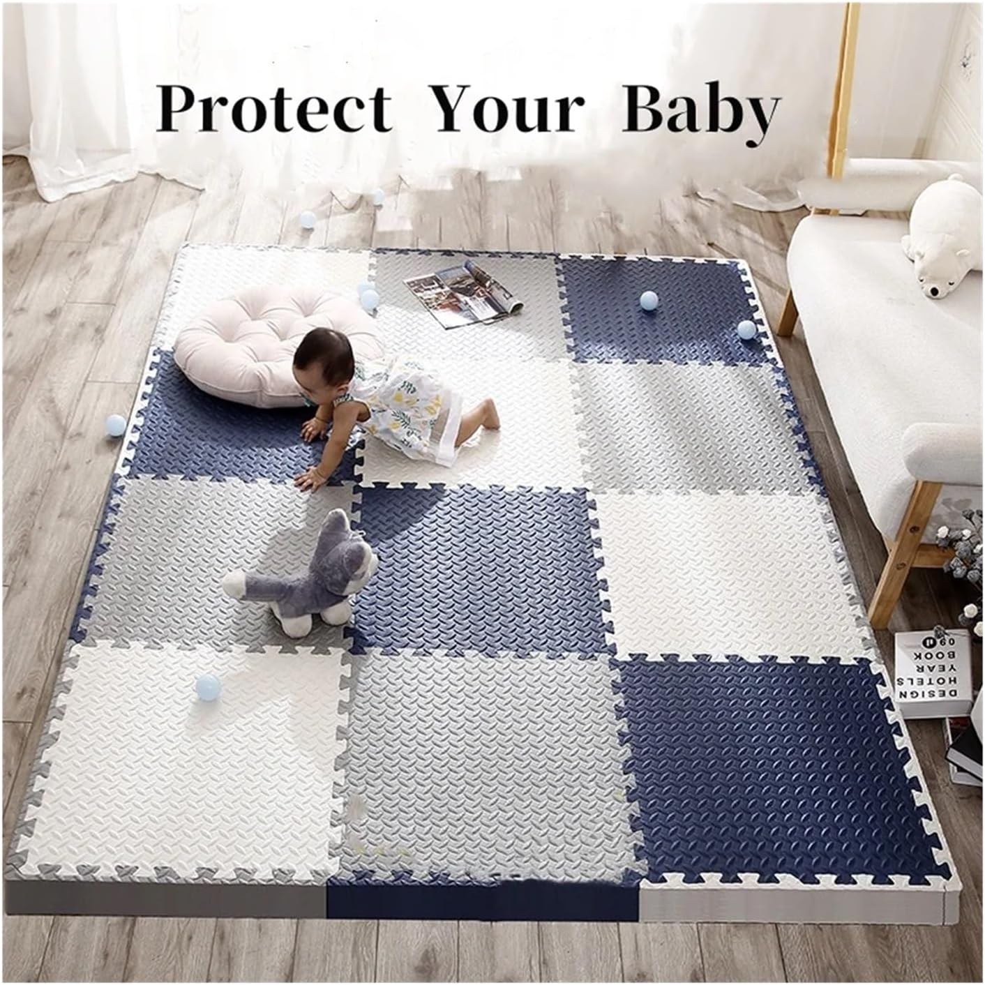8pcs 30 * 30cm Puzzle Mat for Children Thick Baby Play Kids Carpet Mats EVA Foam Rug Room Activities for(3pcs)