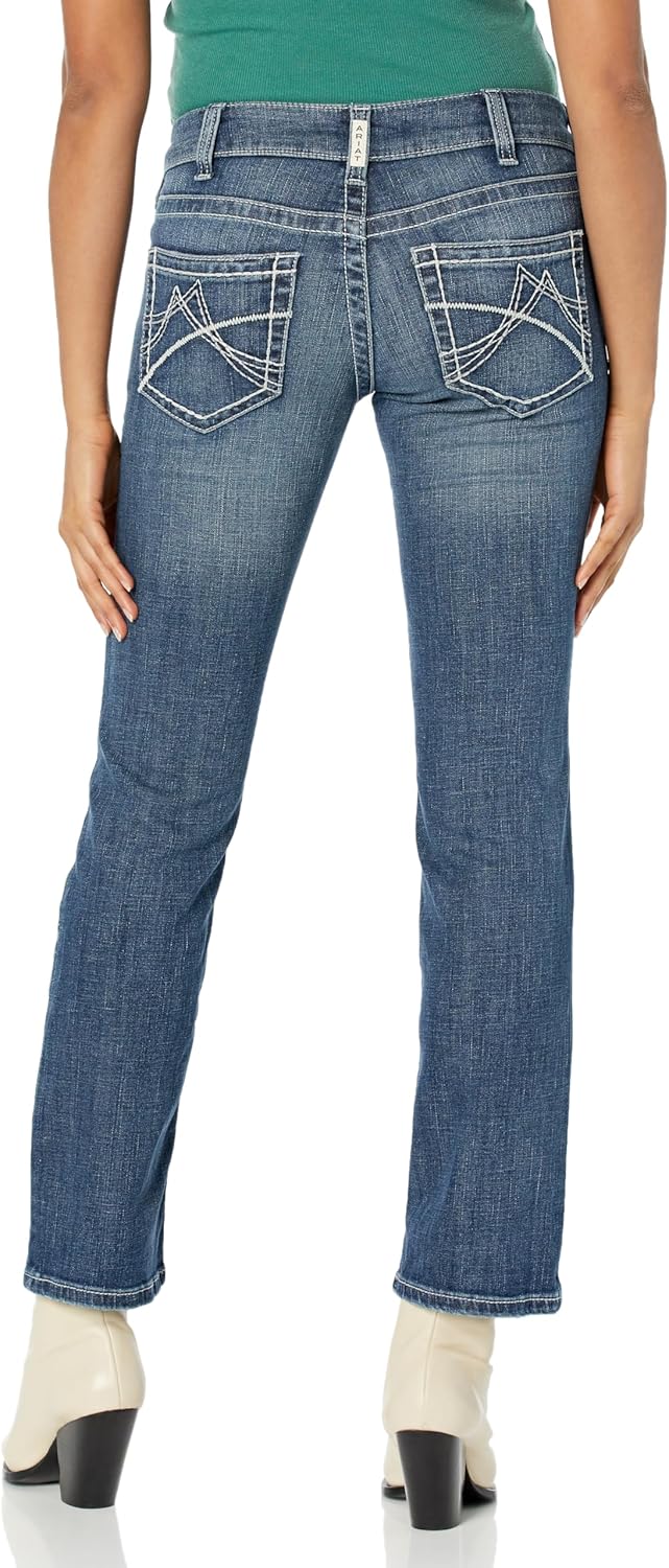 Ariat Women R.E.A.L. Mid Rise Arrow Fit Gianna Stackable Straight Leg Jean - Image 2