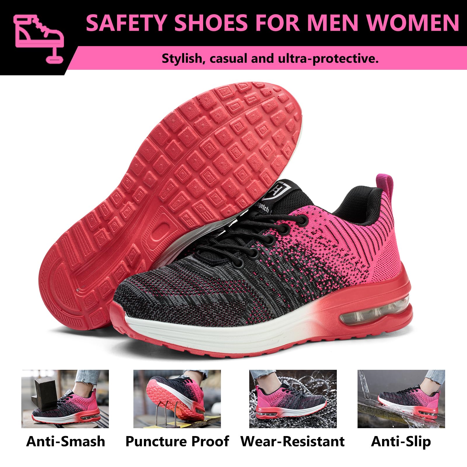 Baofular Scarpe Antinfortunistiche Uomo Donna Leggere Scarpe da Lavoro Comode Scarpe Sicurezza Antiscivolo Traspiranti