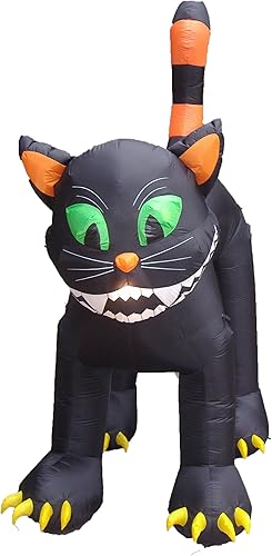 Miniatura 3 de Gato negro inflable animado de Halloween de 11 pies de alto