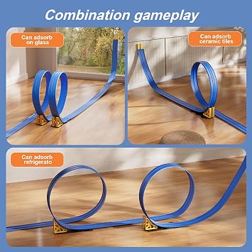Flexible Race Track Sets Toy 6 m DIY Car Track with 4 Cars, Roll Up Car RaceTrack with Suction Cup and Storage Bag Car Toy for Kids Boys Girls