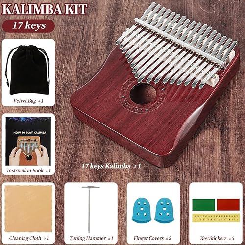 Vista 9 de Kalimba - Piano de pulgar de 17 teclas (rojo marrón)