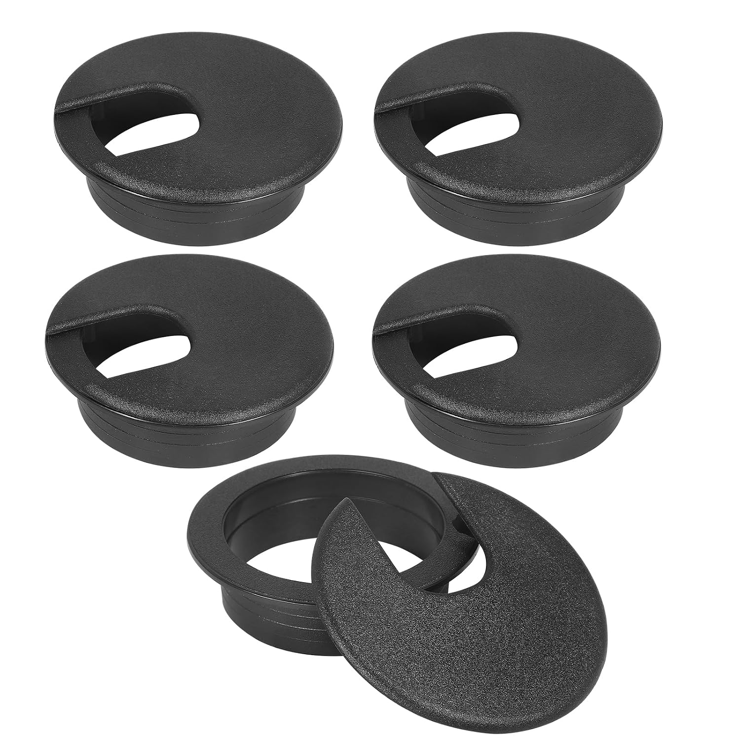 2" U-Shape Desk Grommet - Black, 2 Pieces