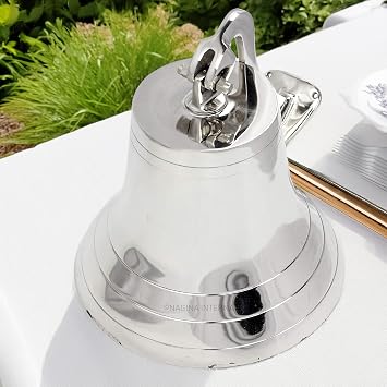 Nagina International Nautical Premium Polished Brass and Nickel Coated Door Functional Bells | Exclusive Pirate's Decor Gifts Collectibles (Aluminum, 09 Inches)