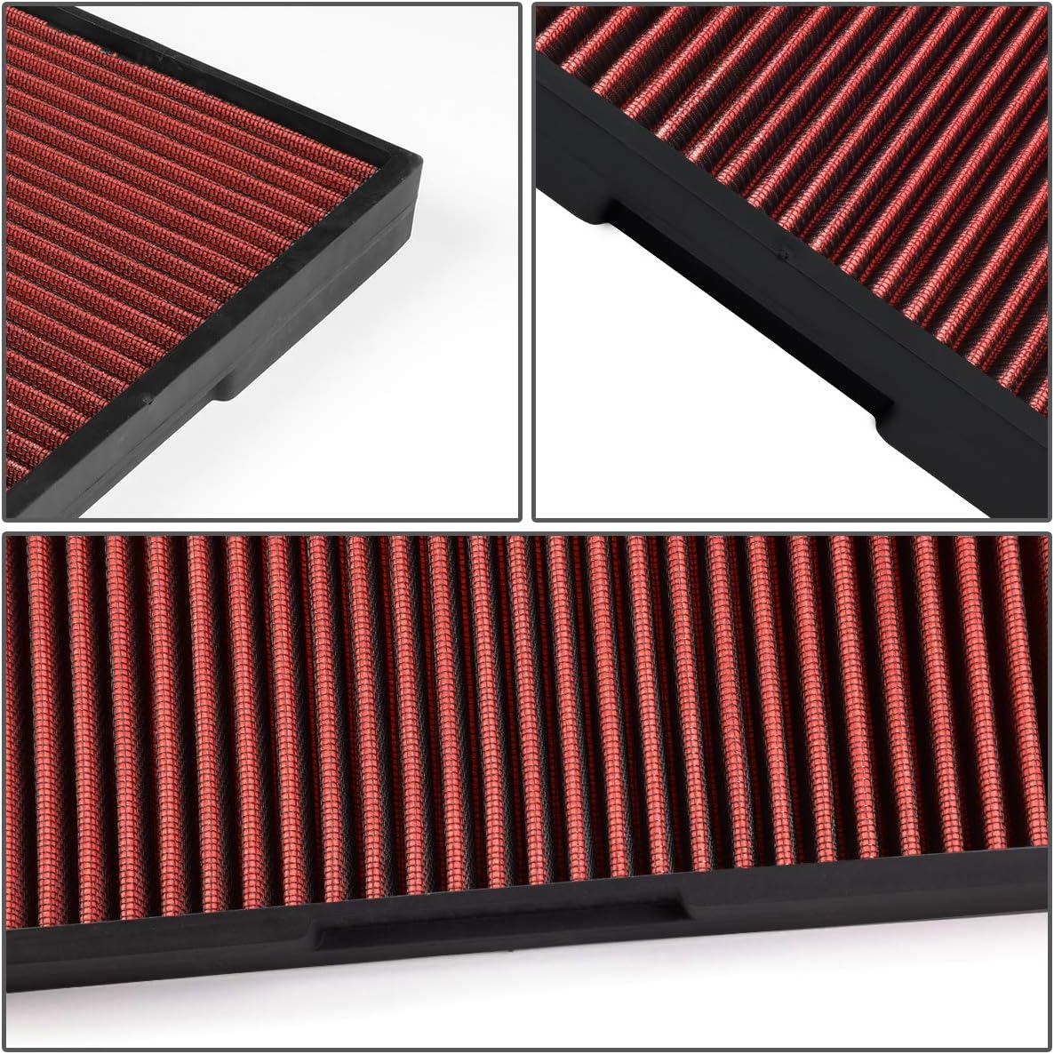 Auto Dynasty Compatible with 1993-2011 VW Beetle/Jetta/Golf City/Passat S3/S8/TT Seat Leon High Flow Drop-in Panel Cabin Air Filter (Red)