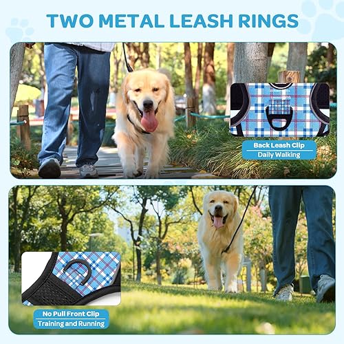 Miniatura 59 de FURRYFECTION Arnés a cuadros para perros medianos Arnés reflectante sin tirones para mascotas Arnés ajustable para perro sin estrangulamiento