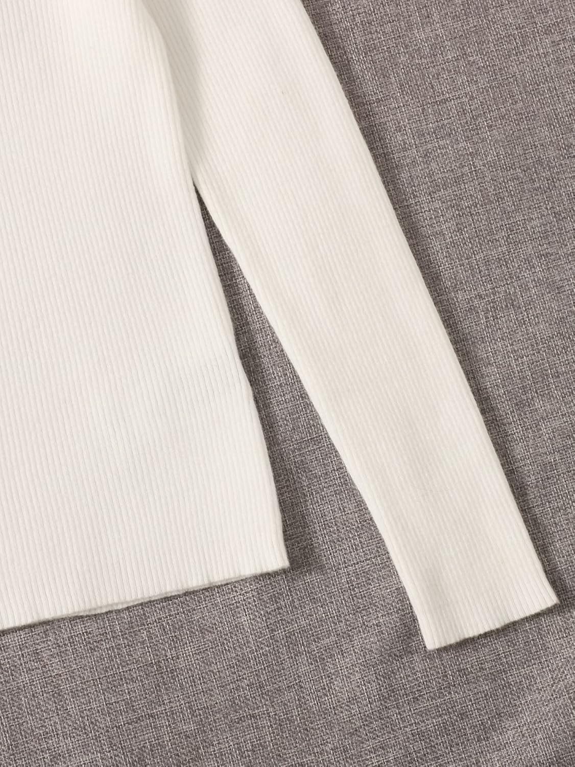 Women's Sweater Beaded Detail Mock Neck Sweater Sweater for Women (Color : White, Size : Medium)