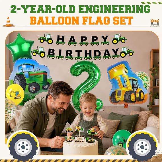 Tractor Balloons Birthday Set Children's Birthday Decoration 2 Years Boy