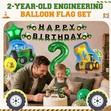 Tractor Balloons Birthday Set Children's Birthday Decoration 2 Years Boy