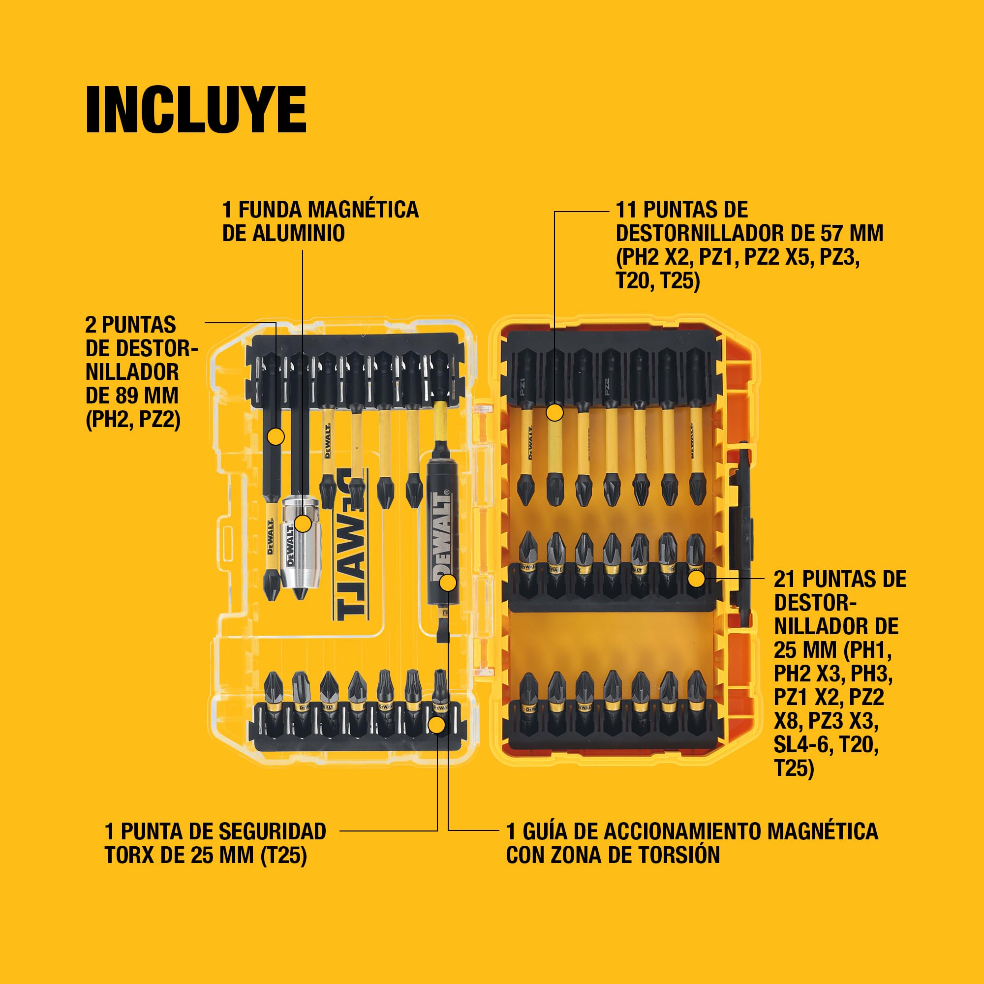 DEWALT EXTREME FlexTORQ Juego de atornillado (37 piezas), DT70731T-QZ