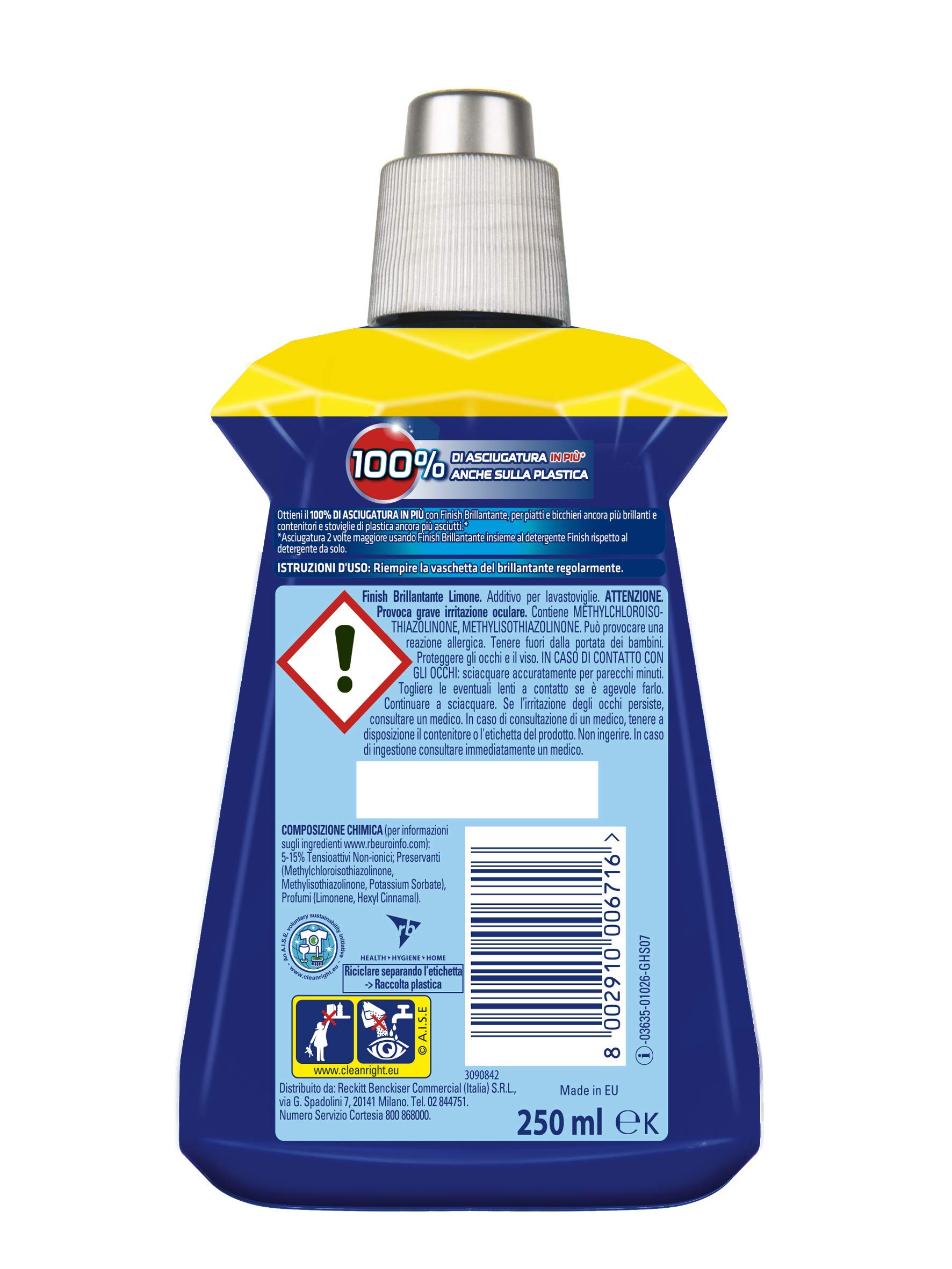 Finish Brillantante Adittivo Lavastoviglie, Limone, 250 ml