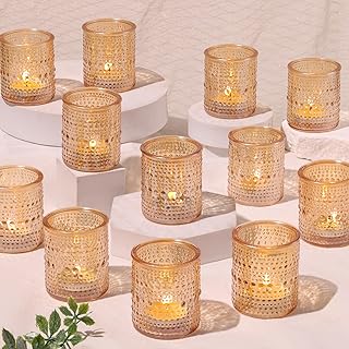 30 Pcs Gold Votive Candle Holders, Tea Light Candle Holders with Polka D...