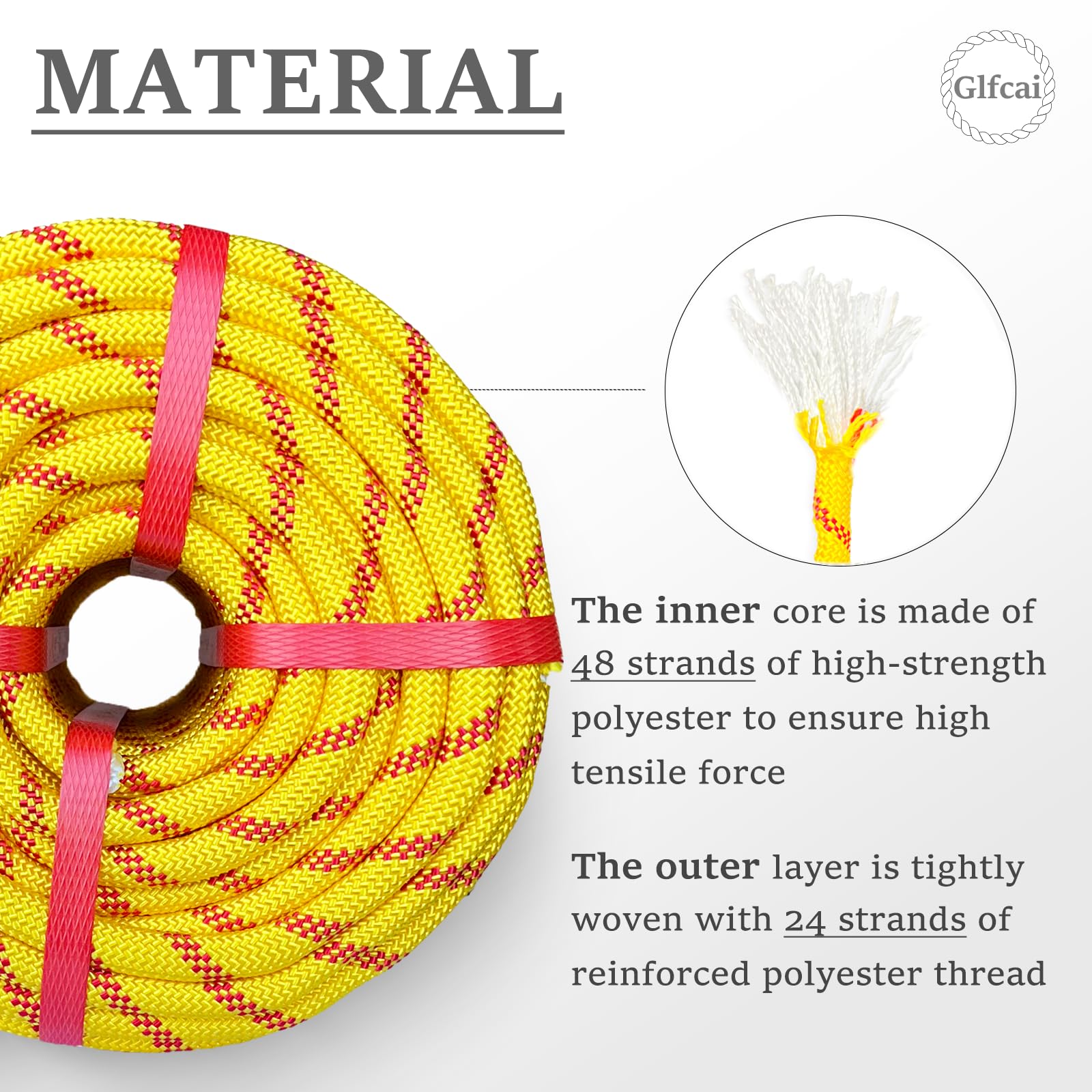 Arborist Rigging Rope 1/2 In X 100 Ft Black Bull Rope Polyester Braided Arborist Rope 1/2 Inch 48 Strands 100 Feet For Various Outdoor Applications Construction Climbing Swing Sailing - View #6