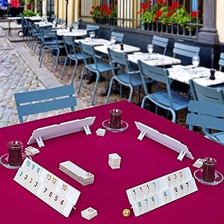 LaModaHome Star Plastic Classic White Rummy/Okey/101 Game Set with Tile Sack and Dices, for Adults, Perfect for Game Nights, Team Game, Get Together, Outdoor, Indoor