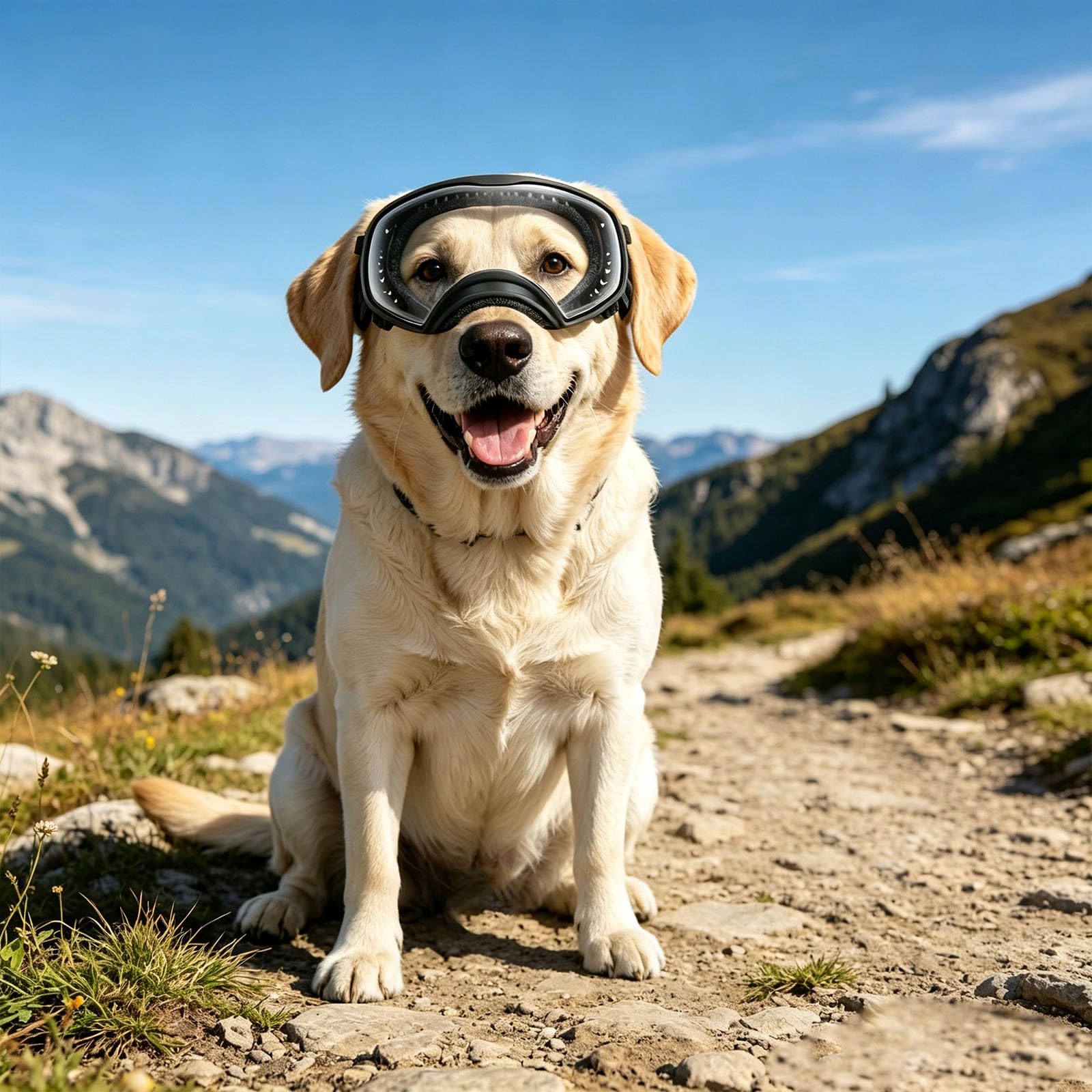 Enjoying Occhiali trasparenti per cani di taglia grande, occhiali da sole per cani di taglia media e grande, protezione UV per gli occhi degli animali domestici, occhiali da neve invernali per animali