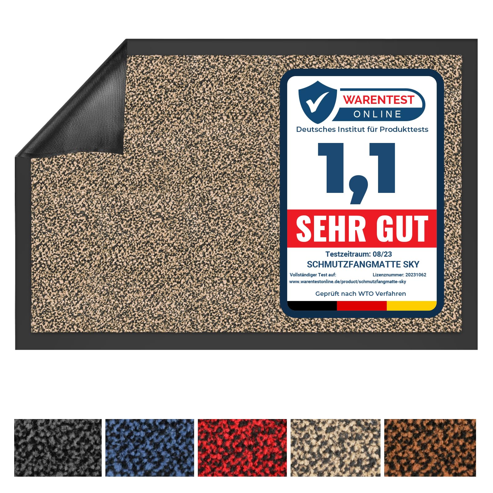 Floordirekt Schmutzfangmatte Rhine - waschbare & leistungsstarke Fußmatte - Sauberlaufmatte mit Rutschfester Rückseite - Türmatte für den Eingangsbereich (Ocker-Schwarz (meliert), 200 cm x 400 cm)