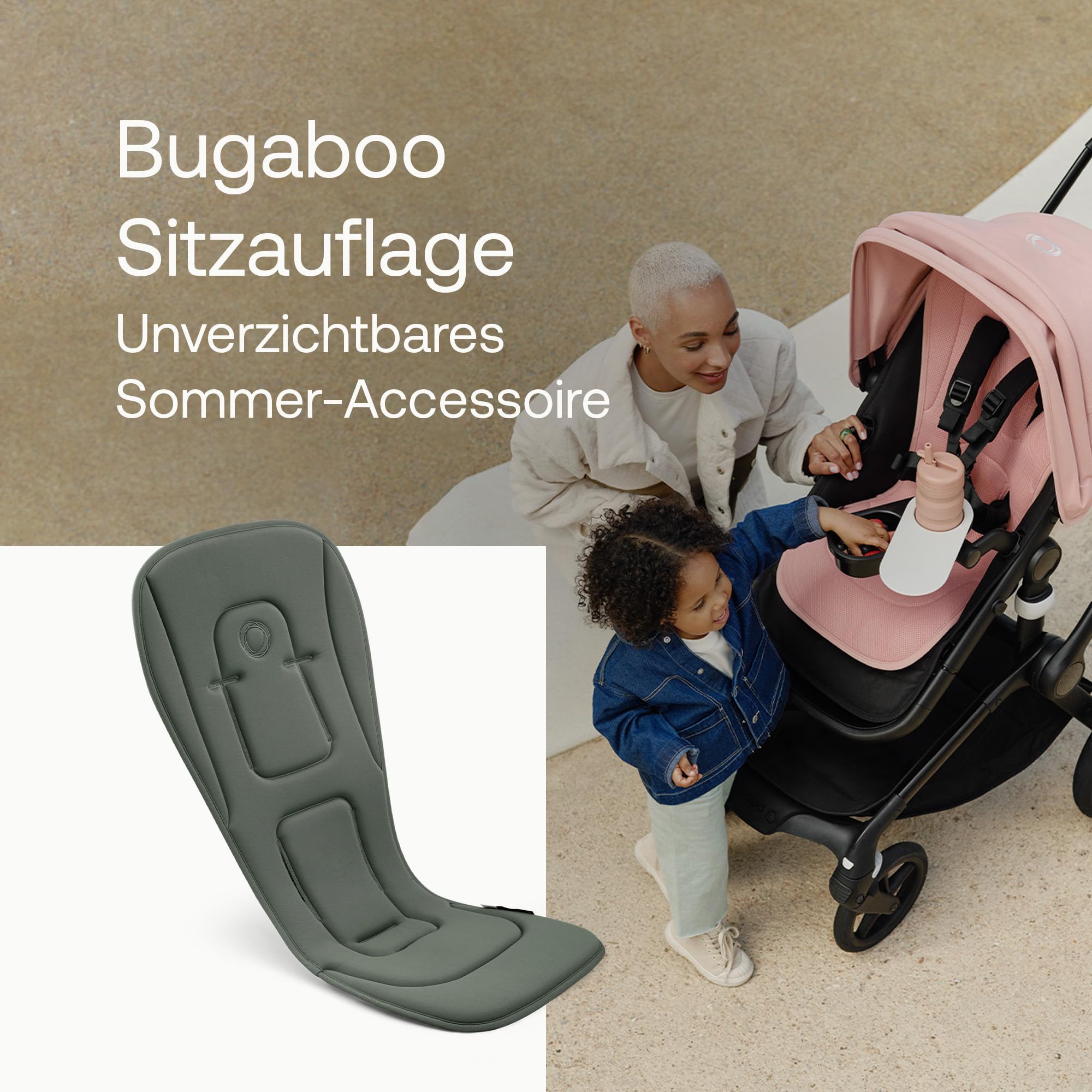 Bugaboo Duo-Komfort Sitzauflage für vier Jahreszeiten, verbesserte Passform, kompatibel mit allen Bugaboo Kinderwagen, wendbar, superweiches 3D-Mesh, Forest Green