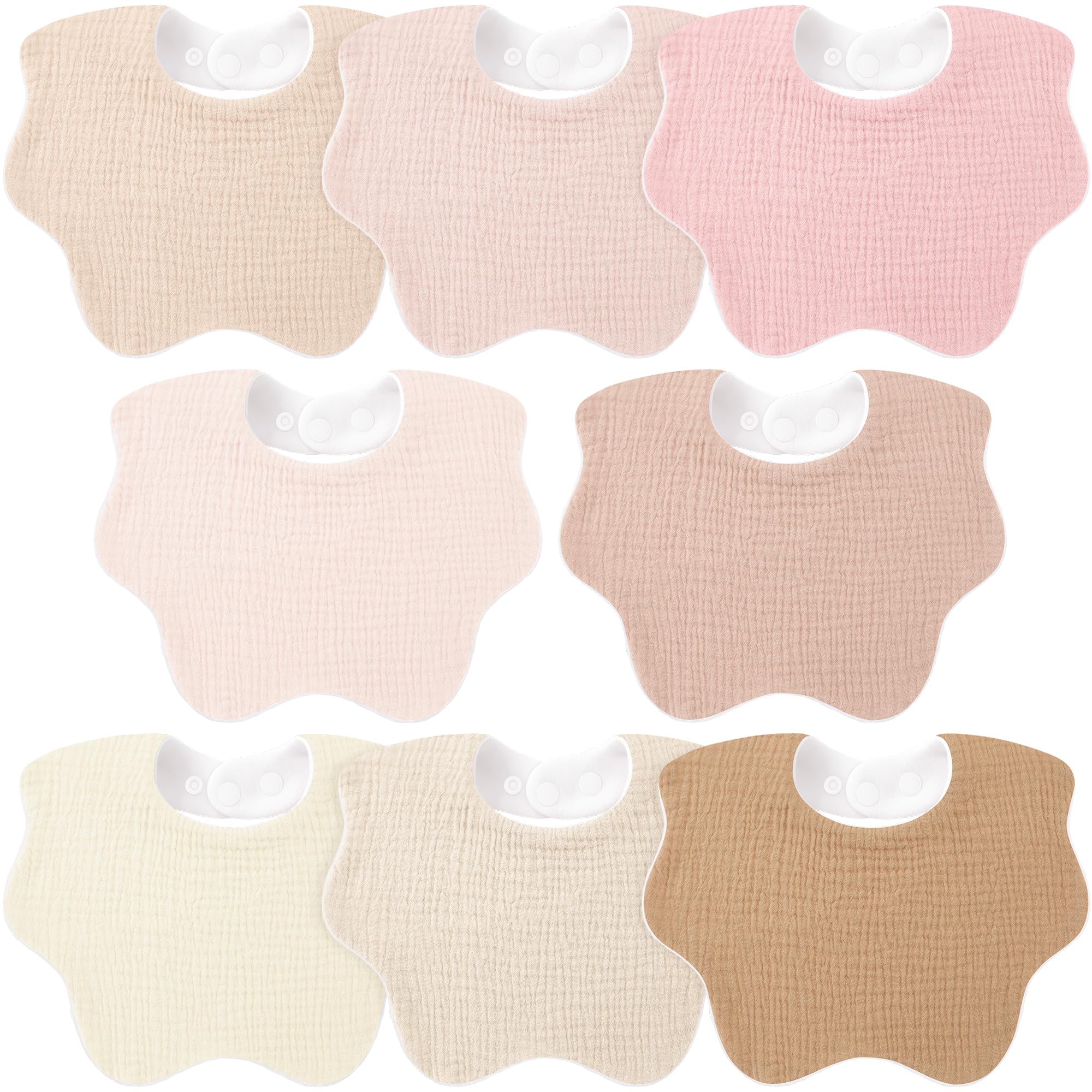 bearmoss Muslin Baby Dribble Bibs Baby Bandana Soft Flower Shaped Drool Bibs for Unisex Baby Girls Boys Toddlers Drooling and Teething, 8pack(Pink&Brown)