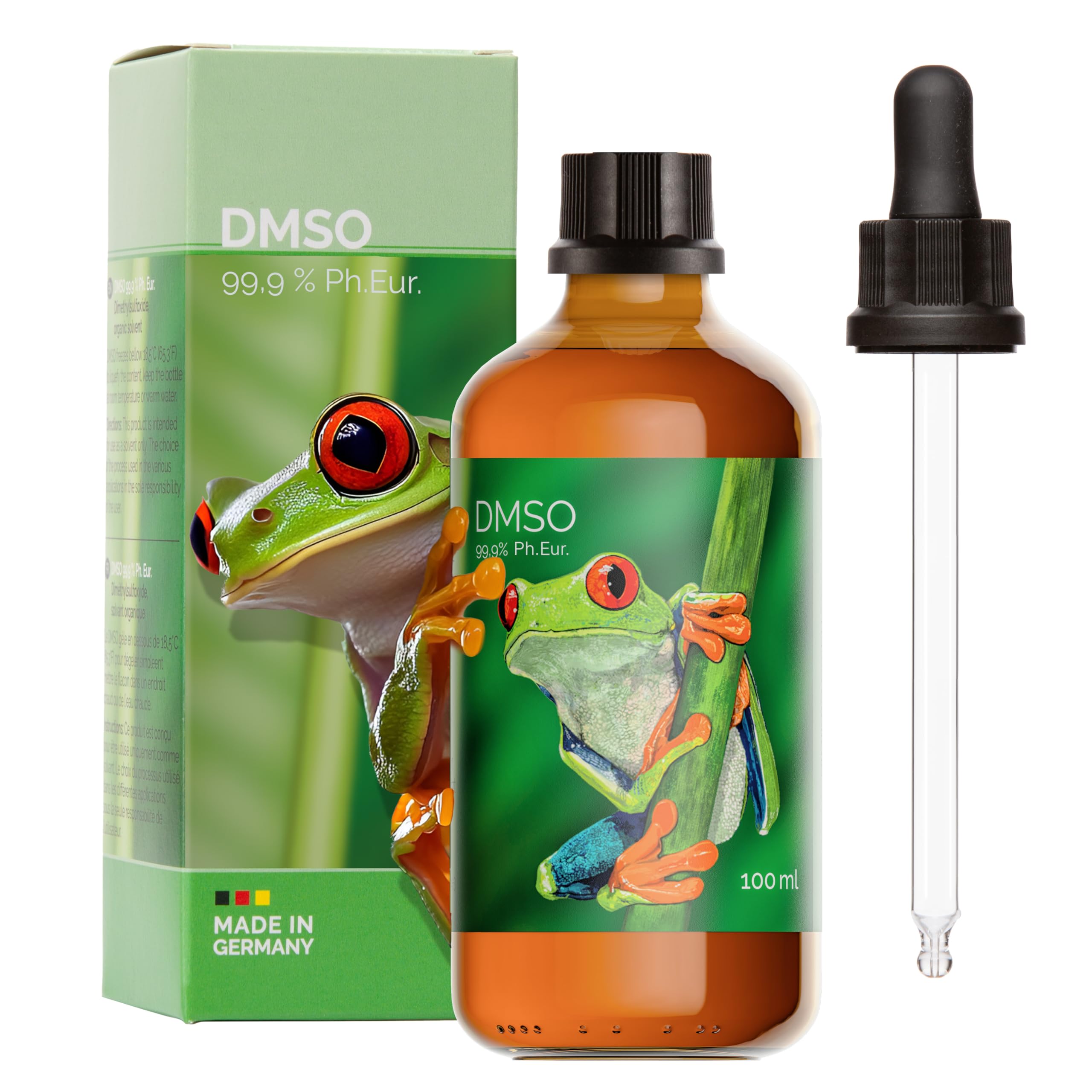 DMSO 99,9 Prozent – Dimethylsulfoxid Ph. Eur. Qualität unverdünnt – 100ml, 500ml, 1000ml – vielseitig einsetzbar – Tropfverschluss – Braunglasflasche – ohne Zusatzstoffe – vegan – naturrein