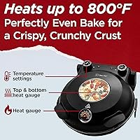 Vista 3 de CULINARY CHEF Electric Pizza Oven with Ceramic Stone, Viewing Window, Adjustable Heat Control, Timer and 1200W Baking Power, DIY Homemade Pizzeria