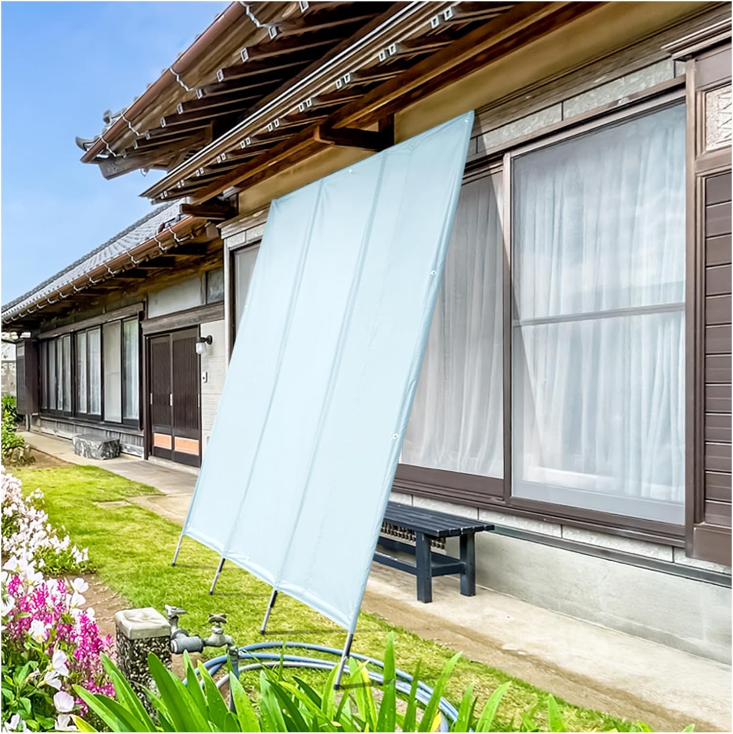 kaitou サンシェード 庭 日よけシェード 遮光 UVカット 大型 ベランダ 日除け 窓際 屋外 たてす 立てかけ 省エネ 紫外