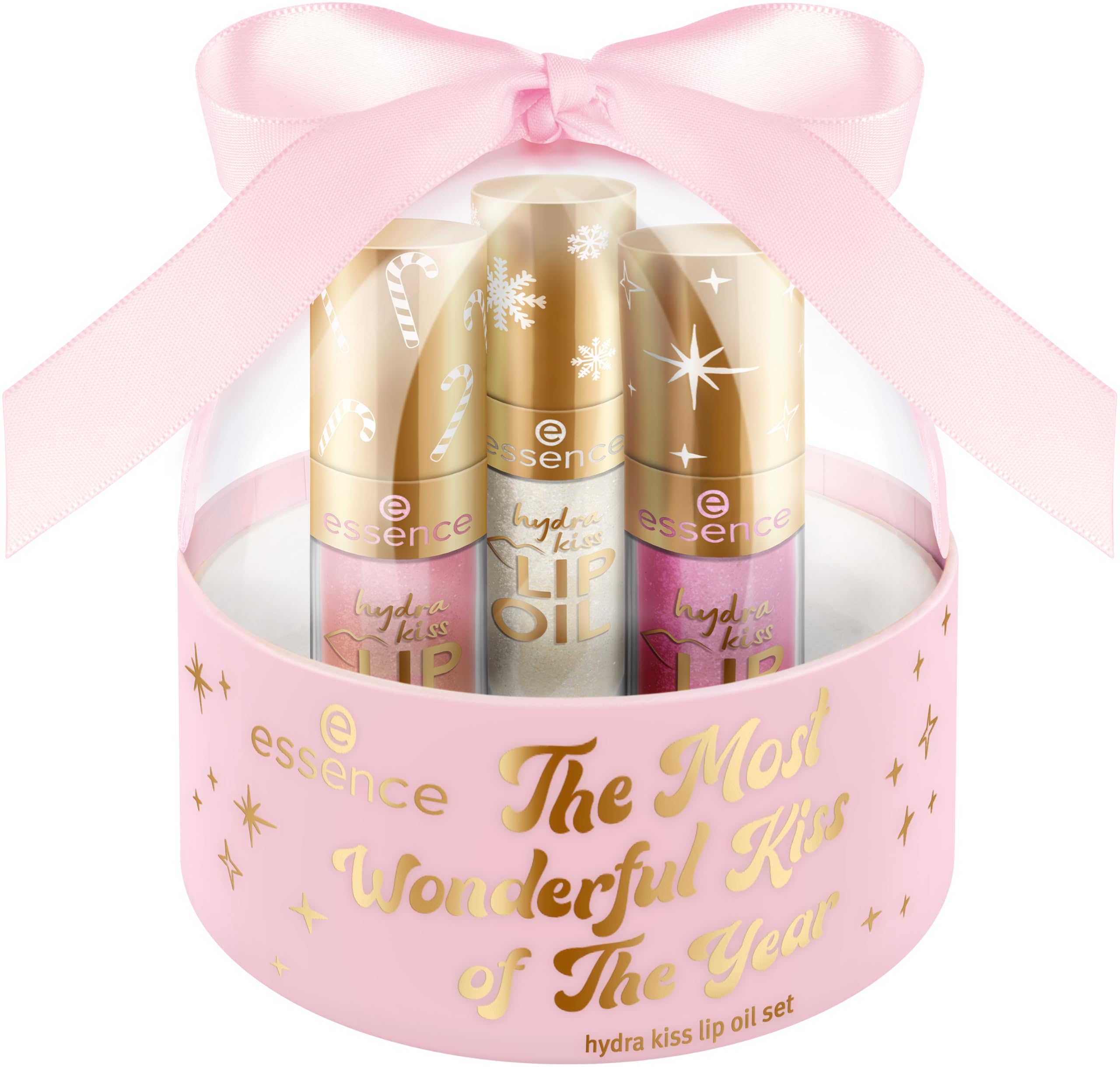 essence the most wonderful kiss of the year hydra kiss LIP OIL set 01 Wish for a Kiss, set de aceite labial de tres tonos limitados, acabado brillante - 2