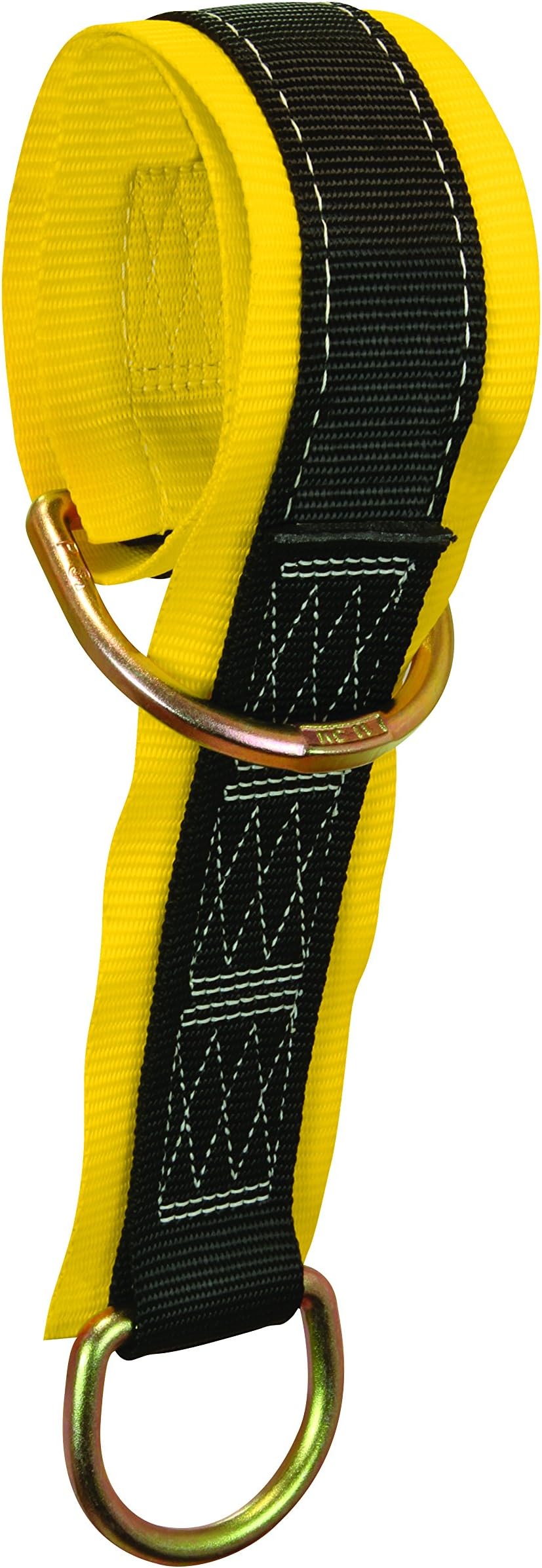 FallTech 737208 Multi-Purpose Pass Through Anchor - Web Pass-Through Anchor Sling with 2 D-Rings and 3" Wear Pad, 8', Yellow/Black