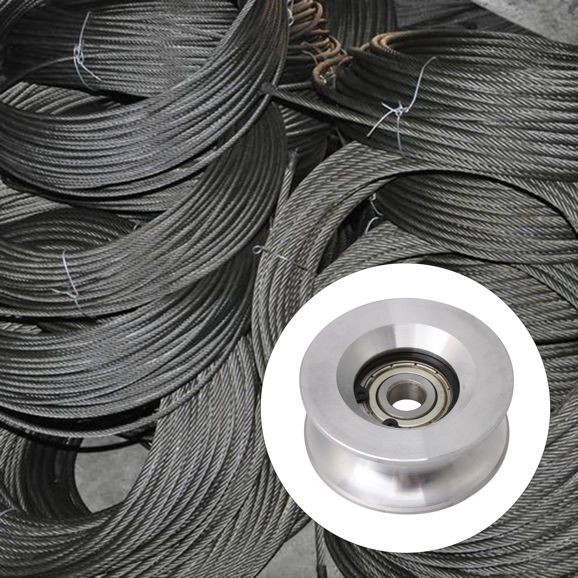 10x60x25mm Bearing Steel Aluminum Passive Round Guide Pulley Wheel Rail Roller Load 199KG for Steel Wire Rope Idler Wheel — Amazon image 6