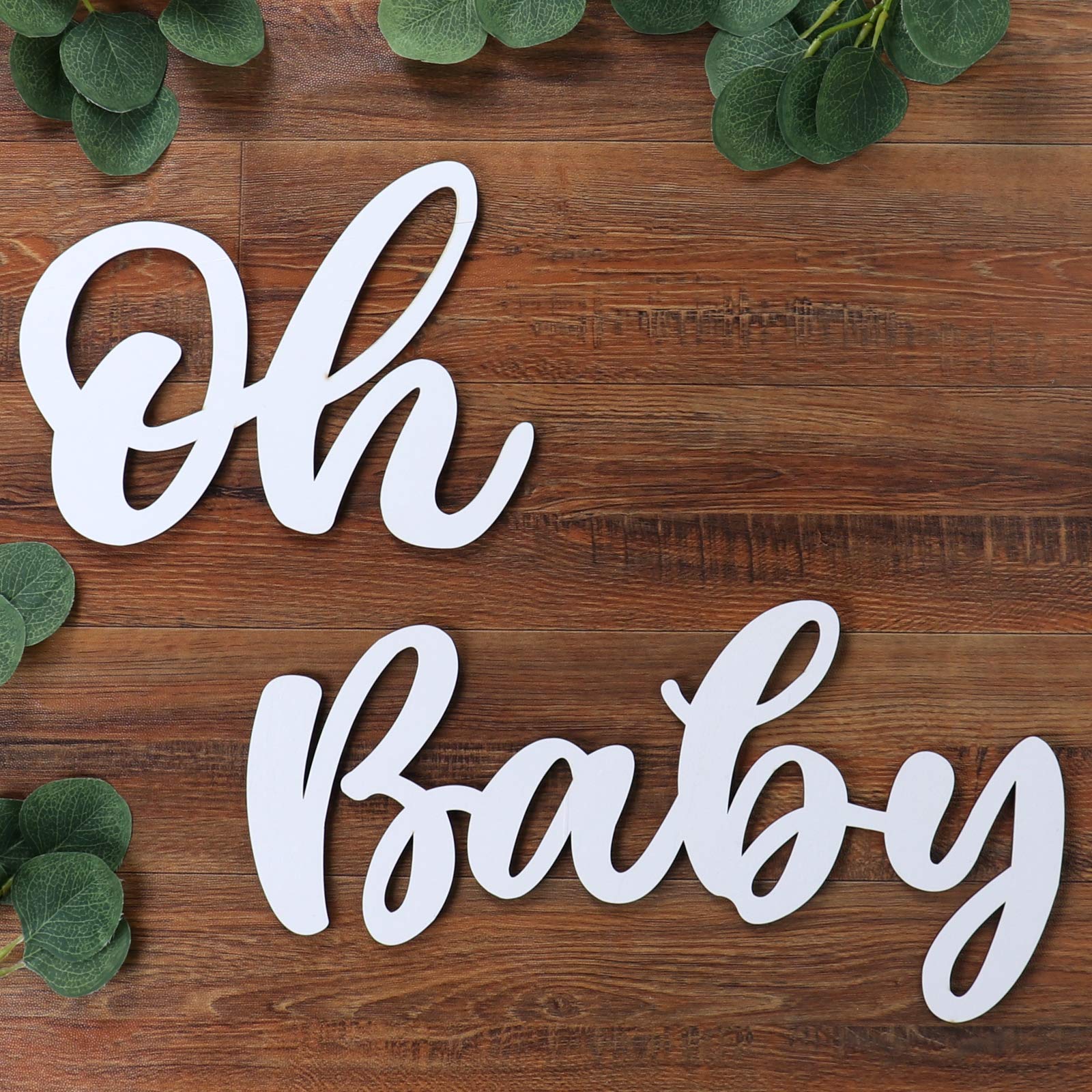 Buy Wood Oh Baby Sign, White Party Banner for Baby Shower Decorations
