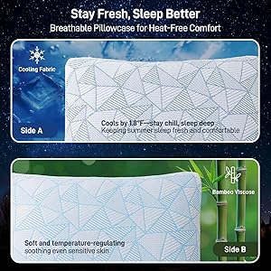 Caelorin Shredded Memory Foam Cooling Soft Bamboo Viscose Pillows King Set of 2, Adjustable Hypoallergenic Hotel Quality Pillows for Back, Stomach or Side Sleeper, Oeko-TEX Certified