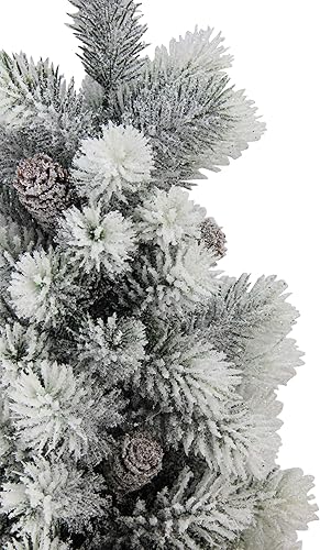 Miniatura 3 de Northlight Árbol de Navidad de pino con bayas en jarrón de arpillera, 19 pulgadas, blanco