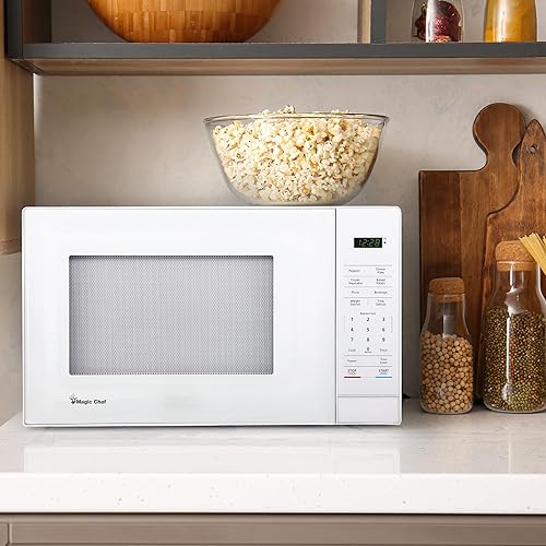 Miniatura 4 de Magic Chef Horno microondas compacto de encimera, 1,000 vatios, blanco, 1.1 pies cúbicos - Electrodoméstico de cocina digital con cocción de un solo