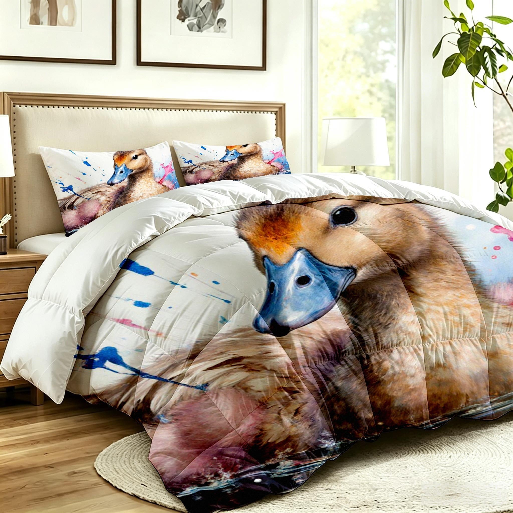 Edredón King Size 3D Oso Animal Sustituto Plumas para Adultos-A341