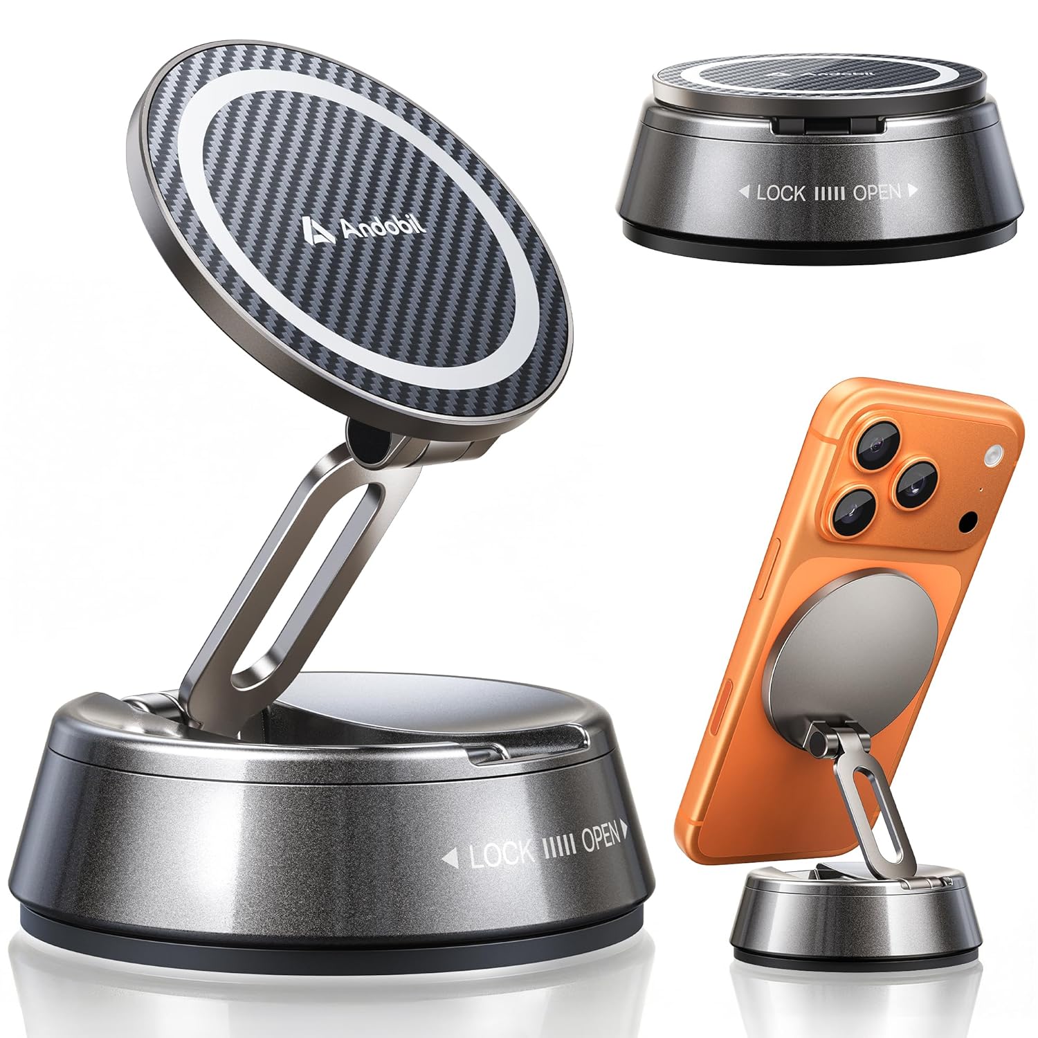 andobil 2026 Upgrade for Magsafe Car Mount Strongest Suction Magnet Vacuum Magnetic Phone Holder for Car 360 Adjustable