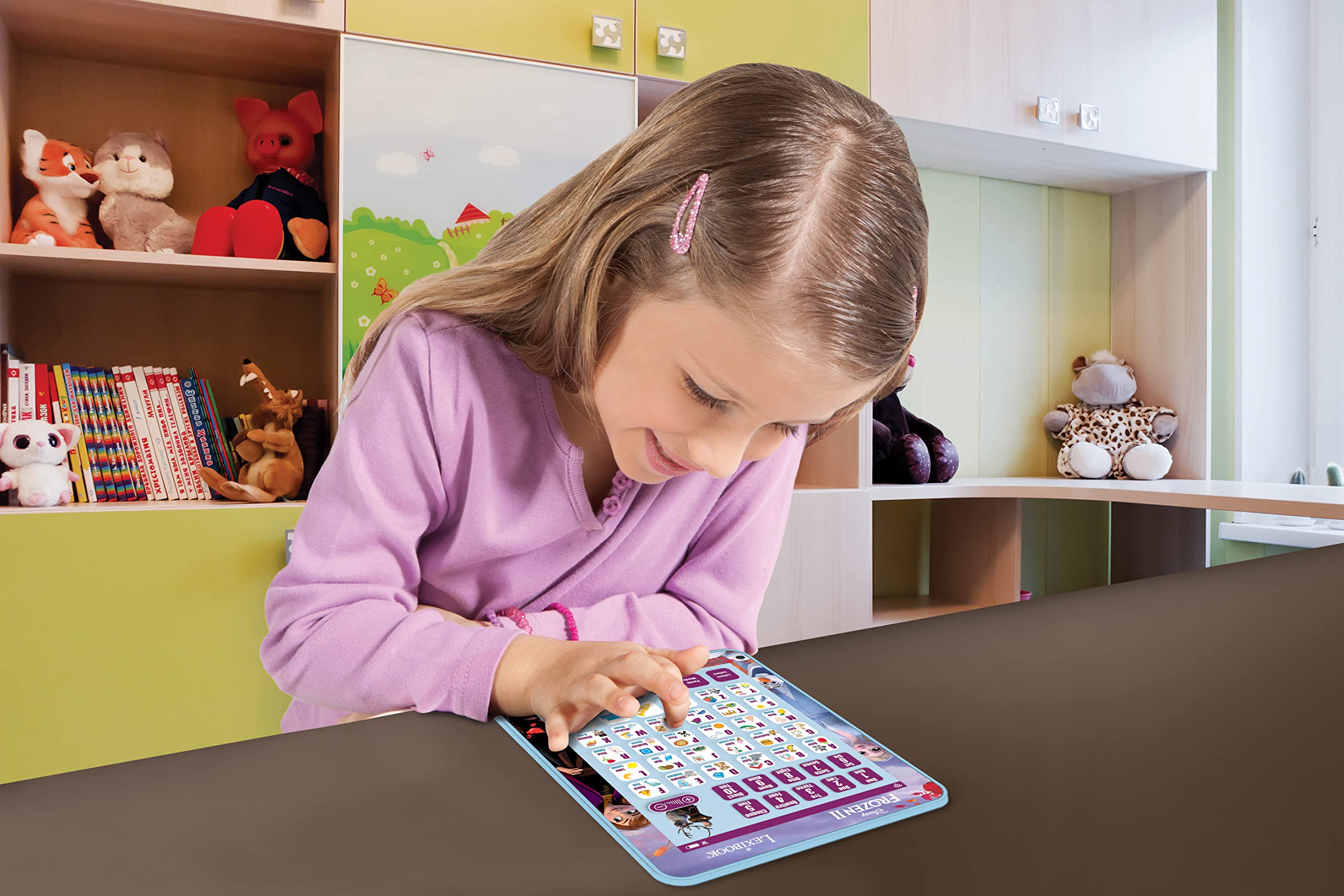 Lexibook, Frozen, Tablet educativo bilingue per Imparare Le Lettere, i Numeri, Le Parole, l'ortografia e la Musica, Inglese/Italiano, Viola, JCPAD002FZi5