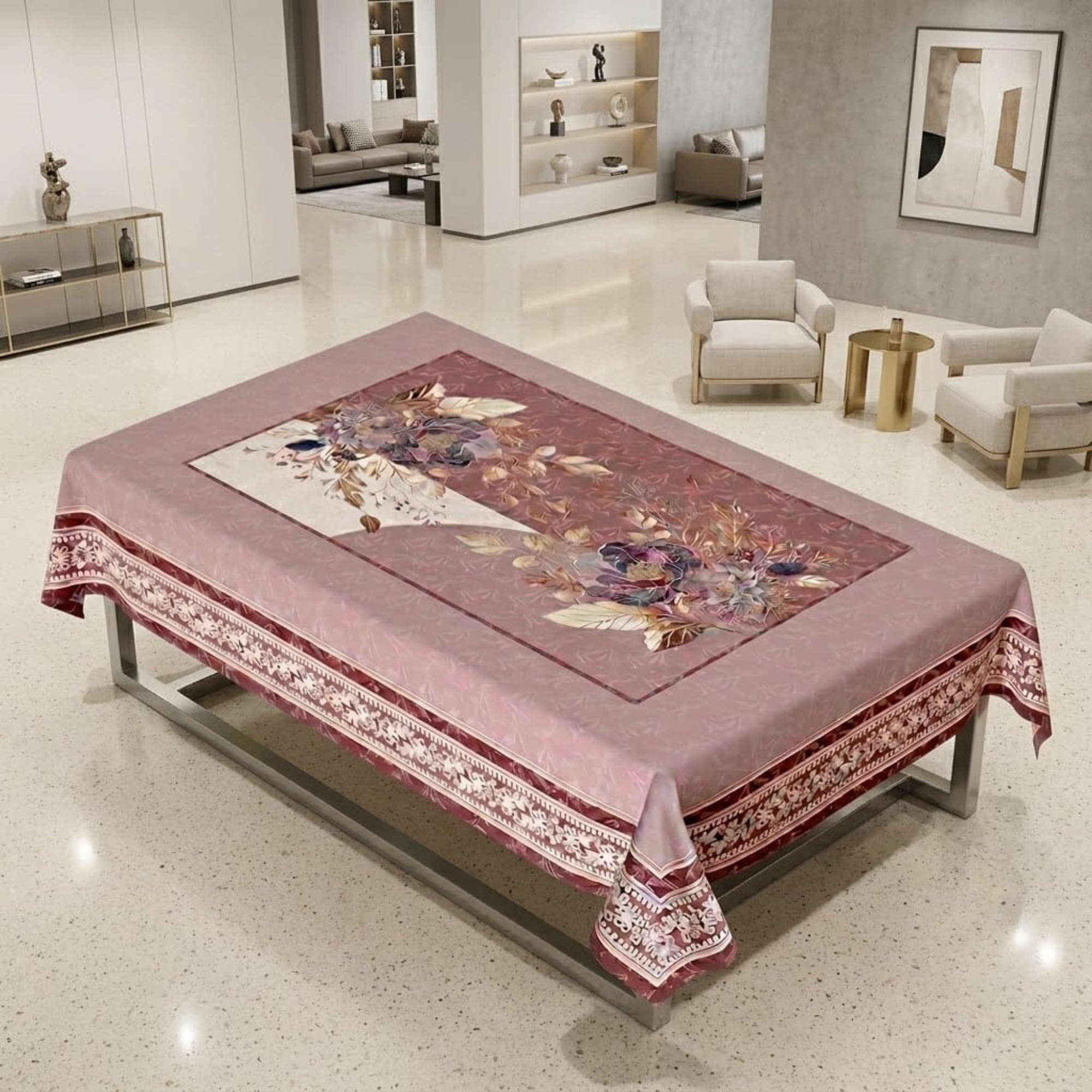 Tarantaran Premium Flower Design Table Cloth | Stylish Center Table Cover for Living Room-image-41