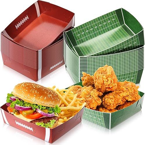 36 Pack Football Party Favors Large Football Plates 5 lb Paper Trays Serving Tray Football Party Nachos Food Boats Disposable Football Bowls for