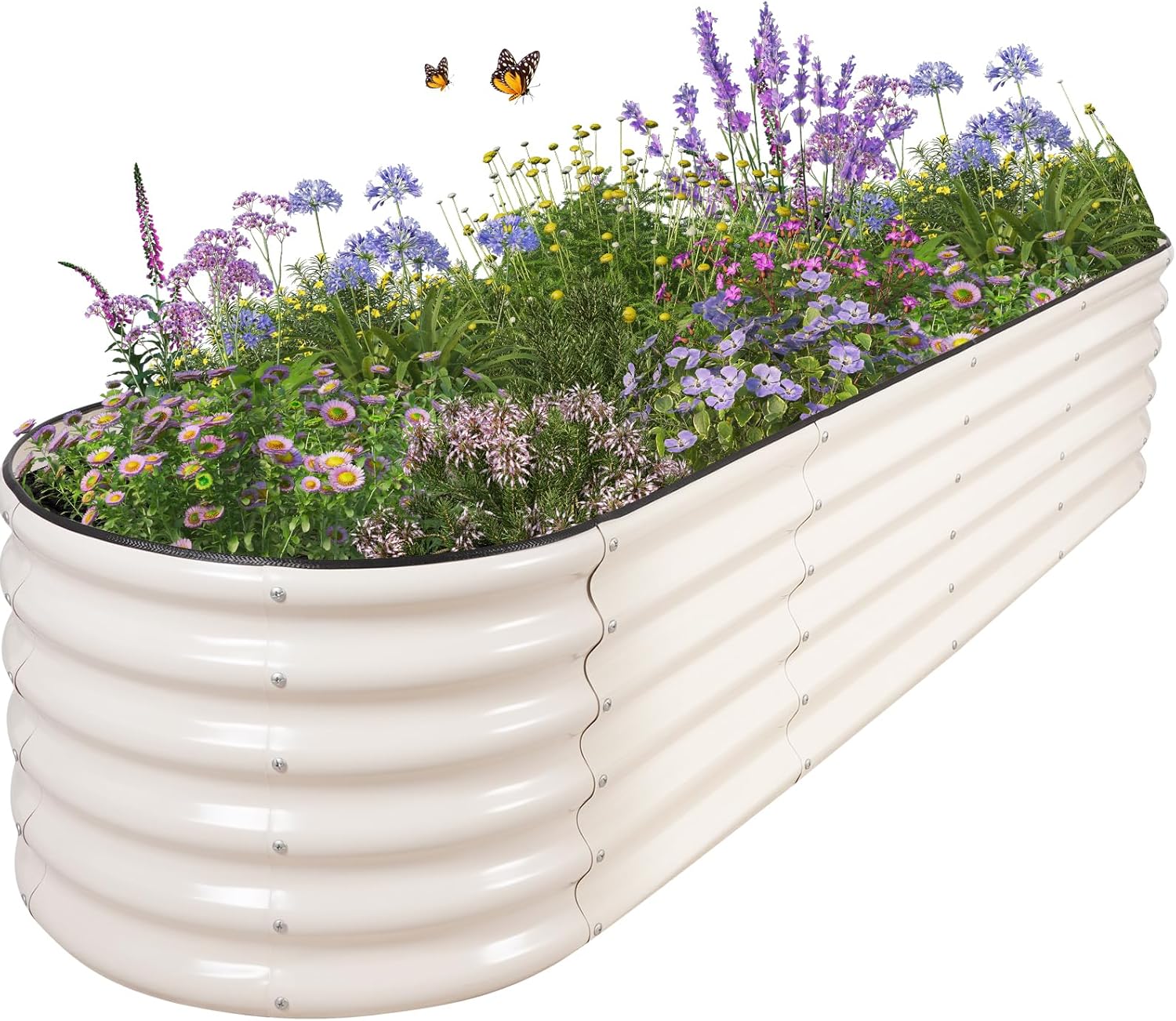 Galvanized Raised Garden Bed - 8x2x1.4ft Oval Metal Planter