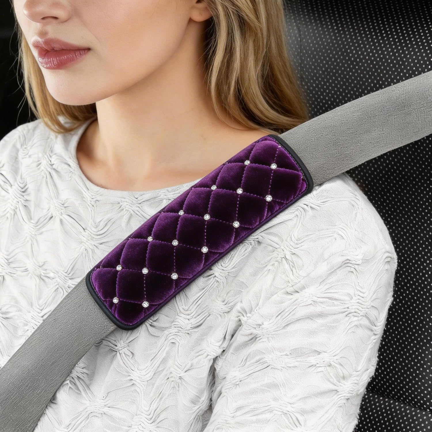 eing Plush Handbrake Cover Gear Shift Cover Seat Belt Cover 3 PCS/Set Car Interior Set Accessories Decor,Purple
