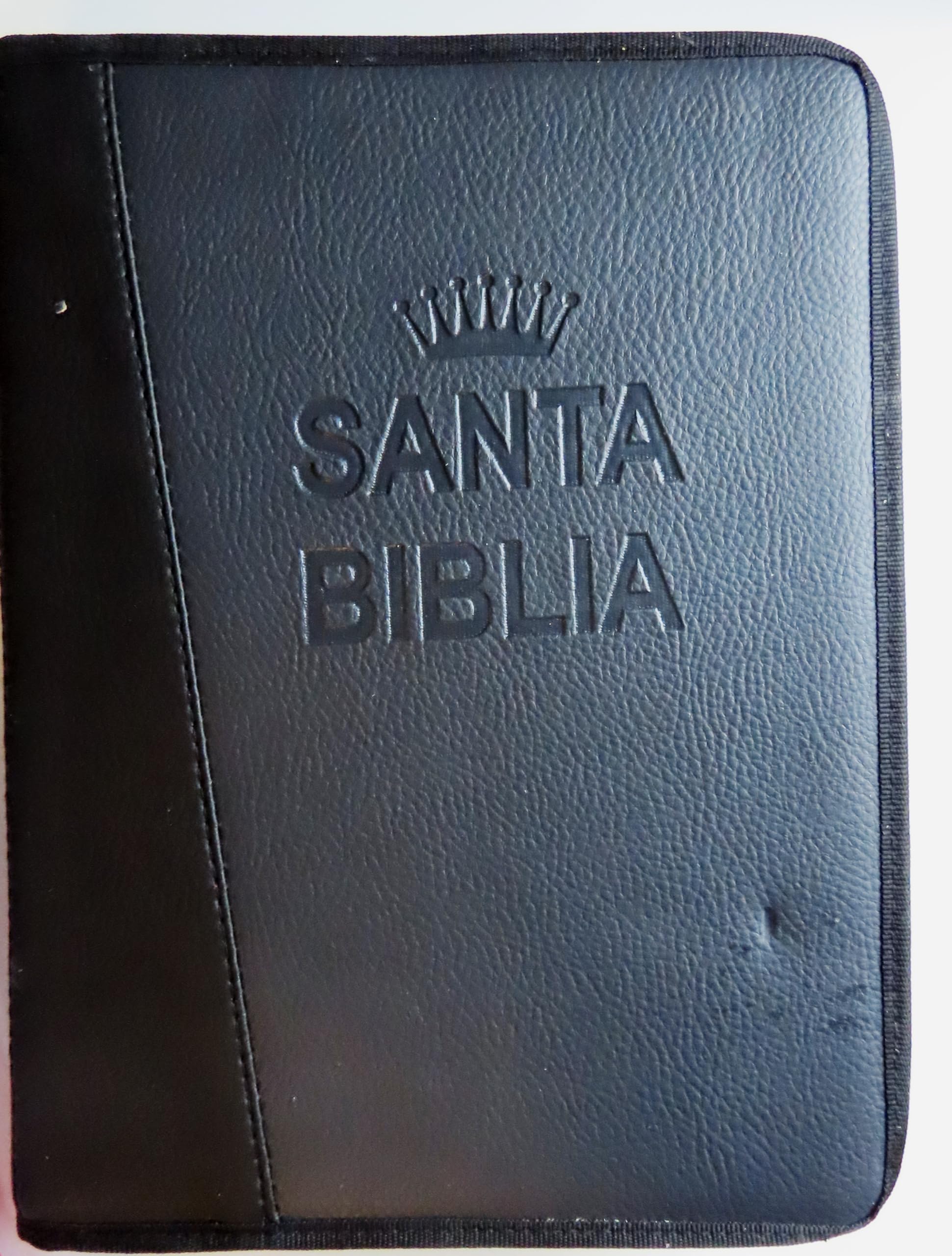Genérico RVR Study Bible 1960, czarna sztuczna skóra z zamkiem błyskawicznym, wersja Queen Valera, wzmocnione etui z kieszenią