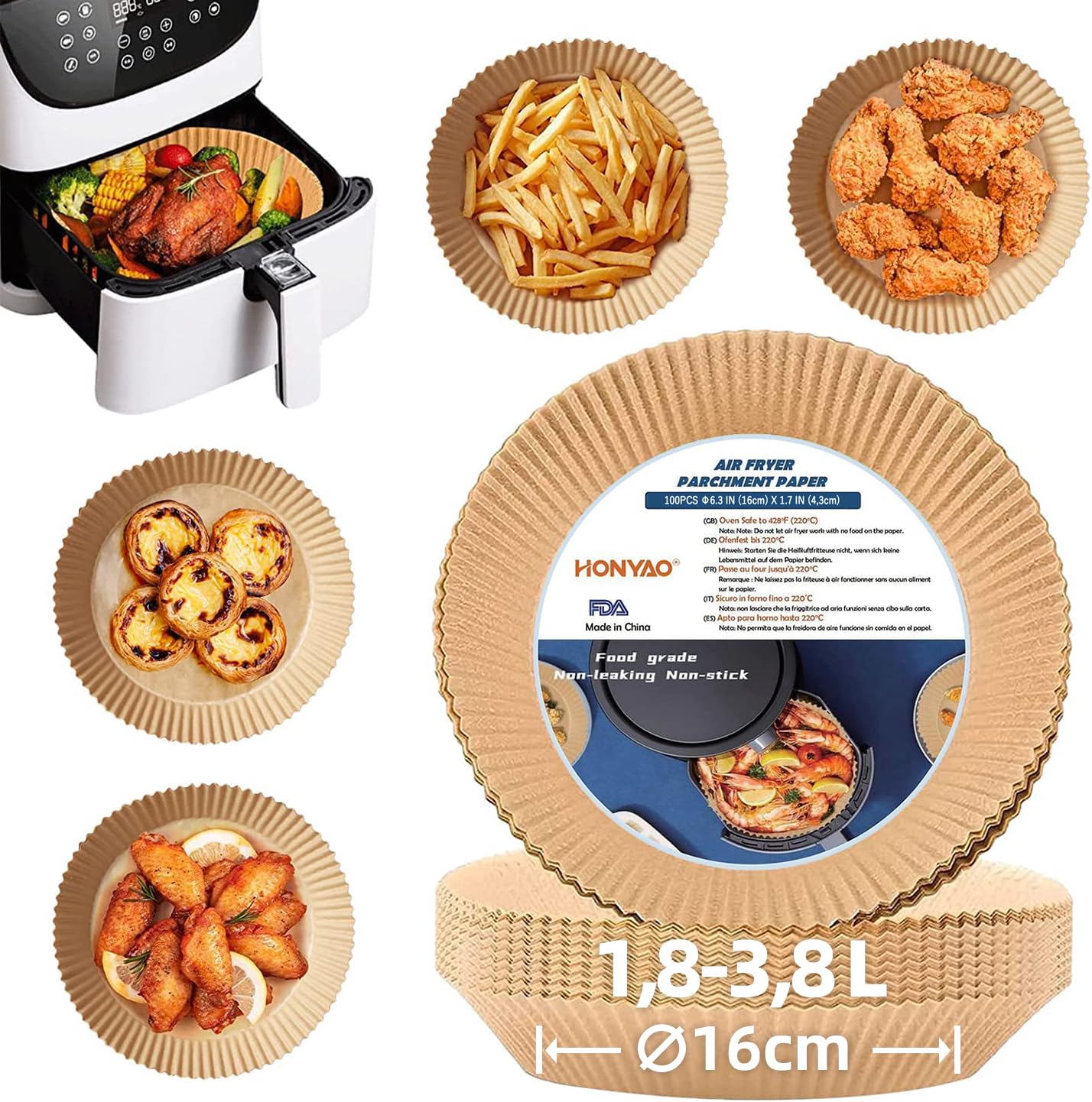 Papier Sulfurisé Anti9 Pour Friteuse - 100 Feuilles 16cm