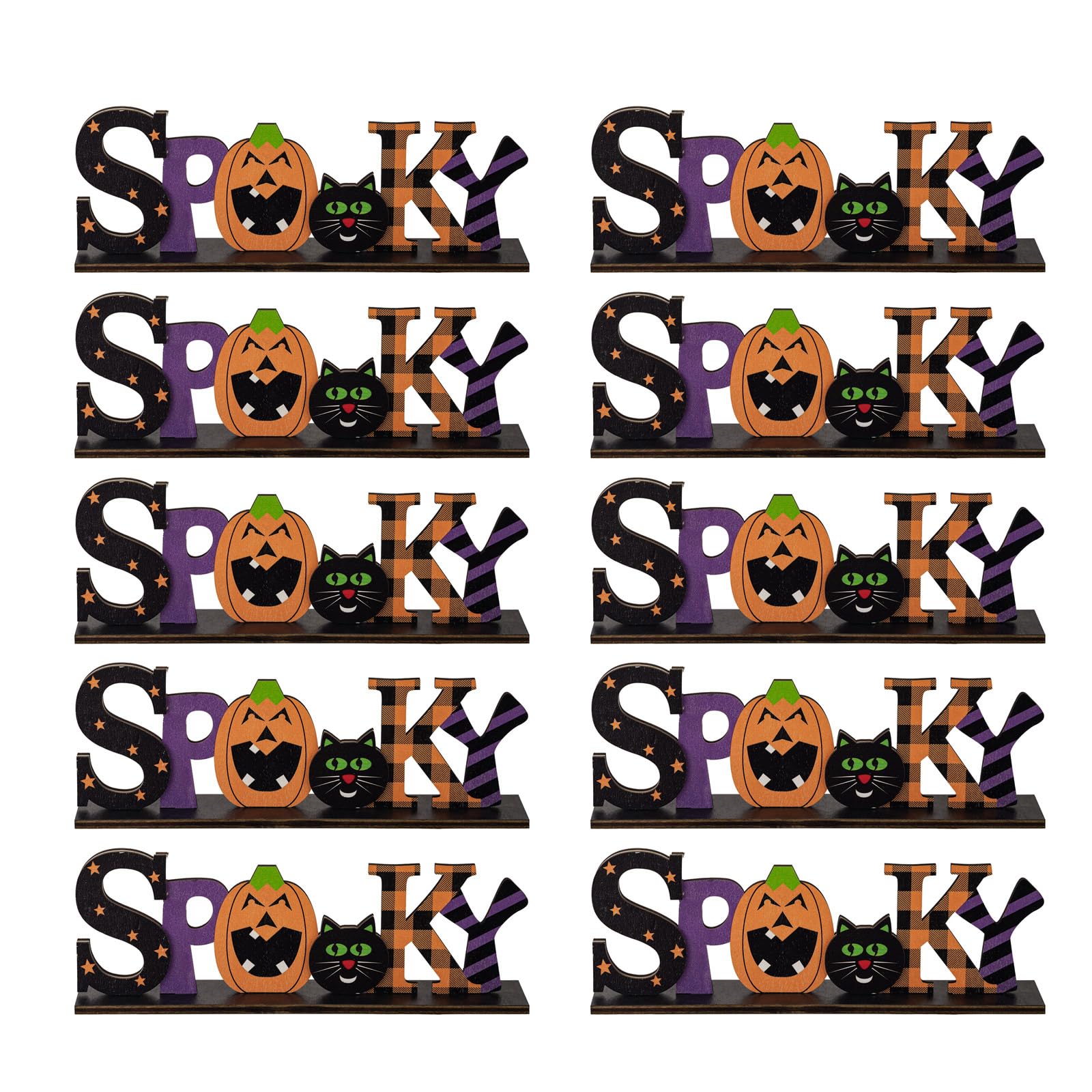 Buxuaaaa Halloween Themed Wood Pieces Halloween Celebration Wood Letter Figures with Realistic Detailing for Decoration Accent