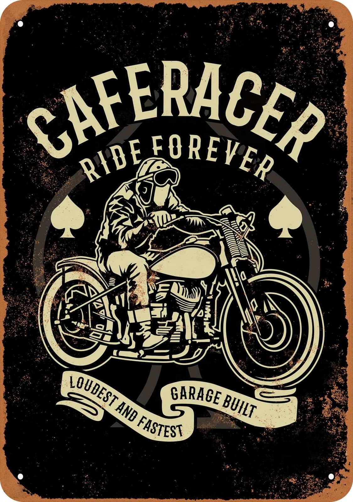 Miaomansenstore Metal Sign - Caferacer Ride Forever (Black) - Vintage Look Home Decor