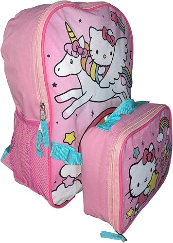 Miniatura 4 de Accessory Innovations Hello Kitty Mochila de tamaño completo de 16 pulgadas con lonchera desmontable