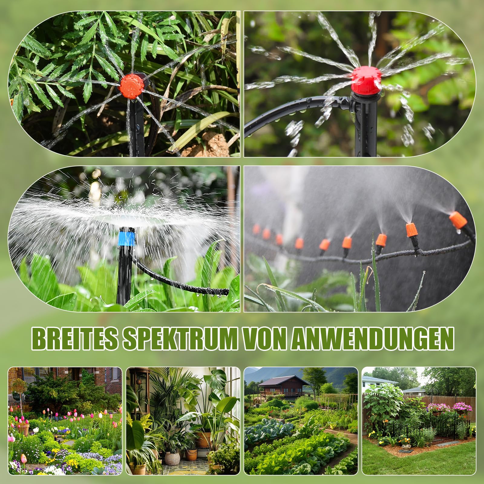 Garten BewässerungsSystem, 315Pcs Garten Bewässerung Kit,60M+15M Bewässerungsrohre, Automatik Tröpfchenbewässerung, Misting Kühlsystem für Landschaft, Flower Bed und Terrasse Pflanzen