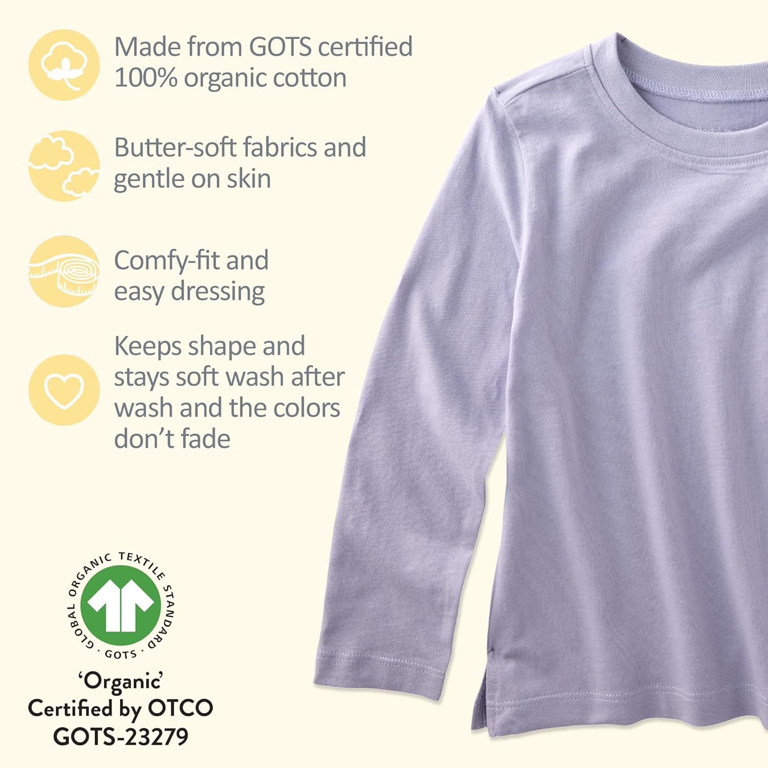 London 5-Pack Long Sleeve T-Shirts 100% Organic Cotton for Baby, Toddler, Girls & Boys - Image 5