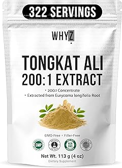 Tongkat Ali Extract Powder, 113g, Pure Longjack 200:1 Extract Eurycoma Longifolia Supplement for Increased Physical Performance and Well-Being, Longjack Tongkat Ali for Men and Women, 323 Servings